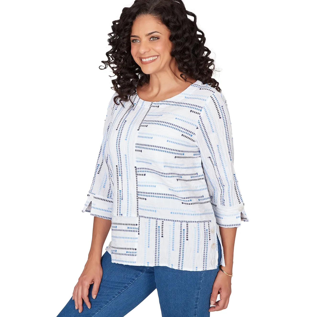 Alfred Dunner Spliced Jacquard Stripe Top