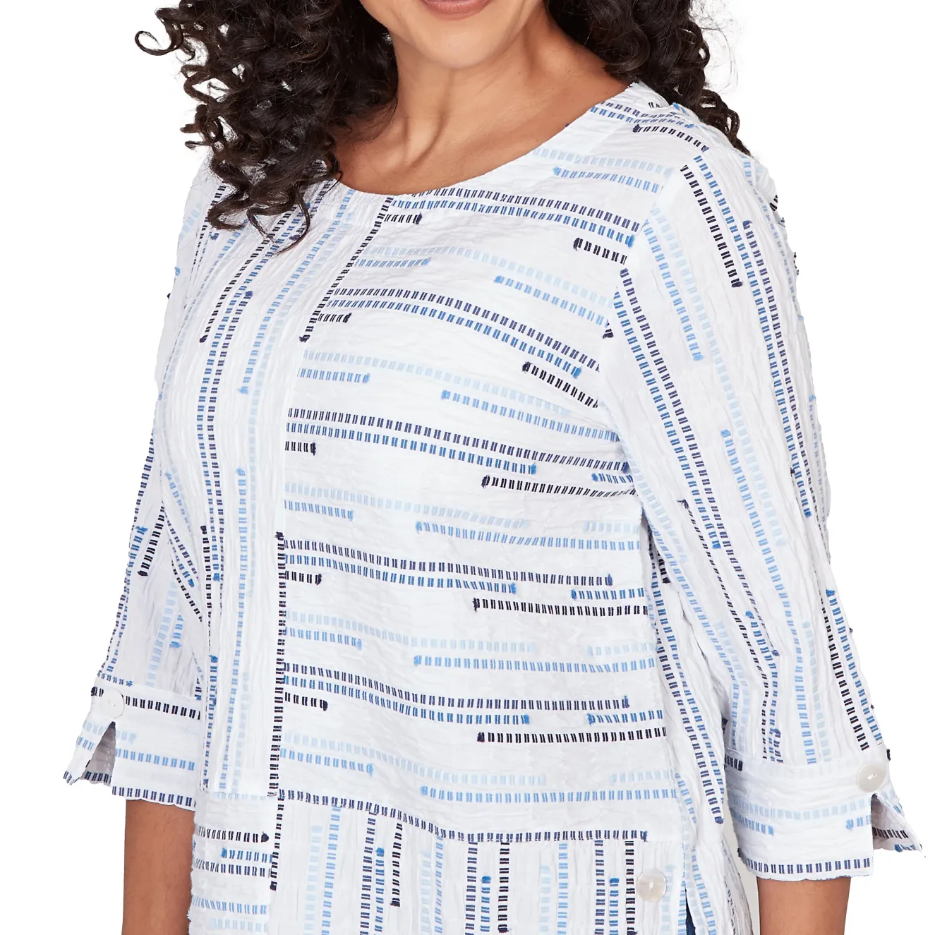 Alfred Dunner Spliced Jacquard Stripe Top