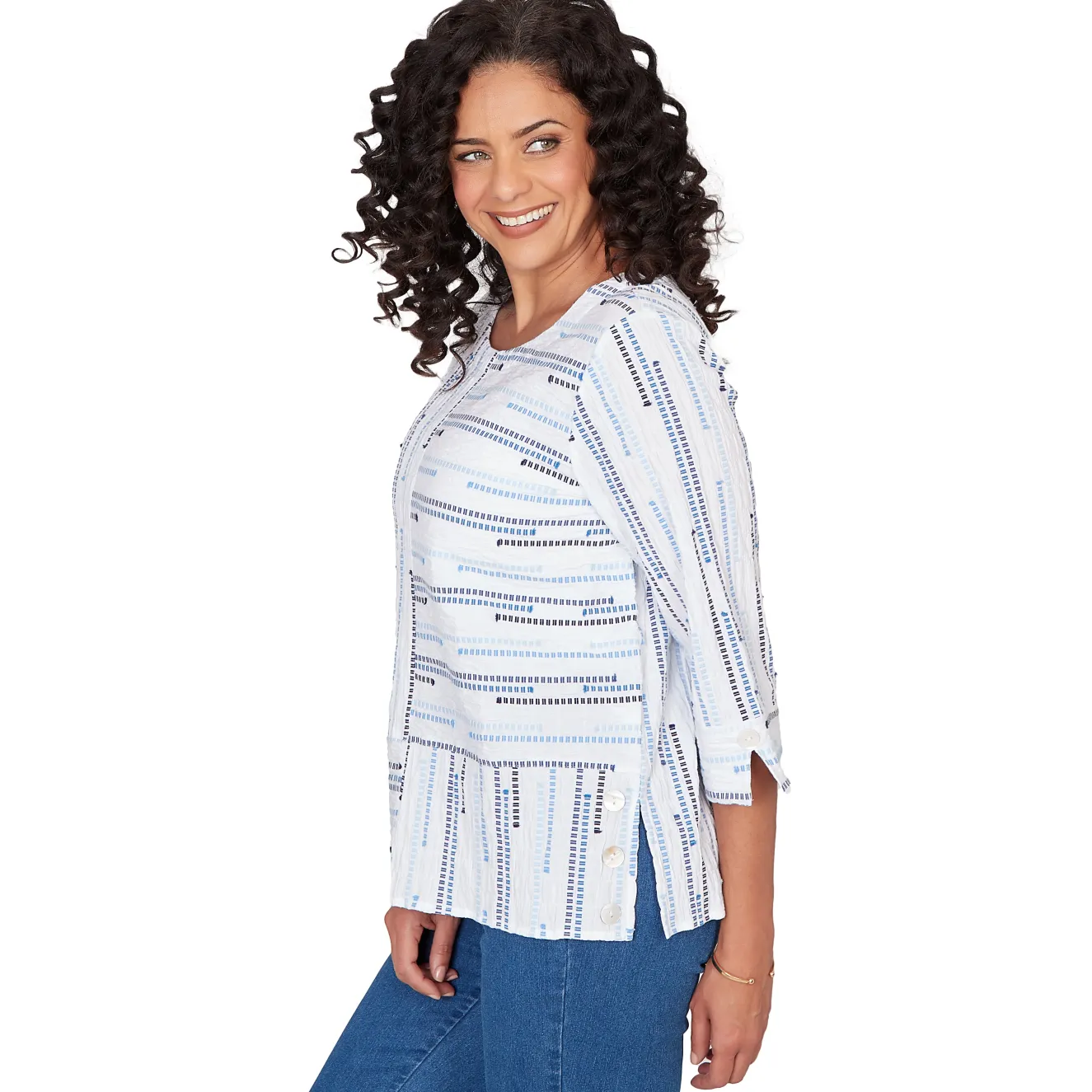 Alfred Dunner Spliced Jacquard Stripe Top