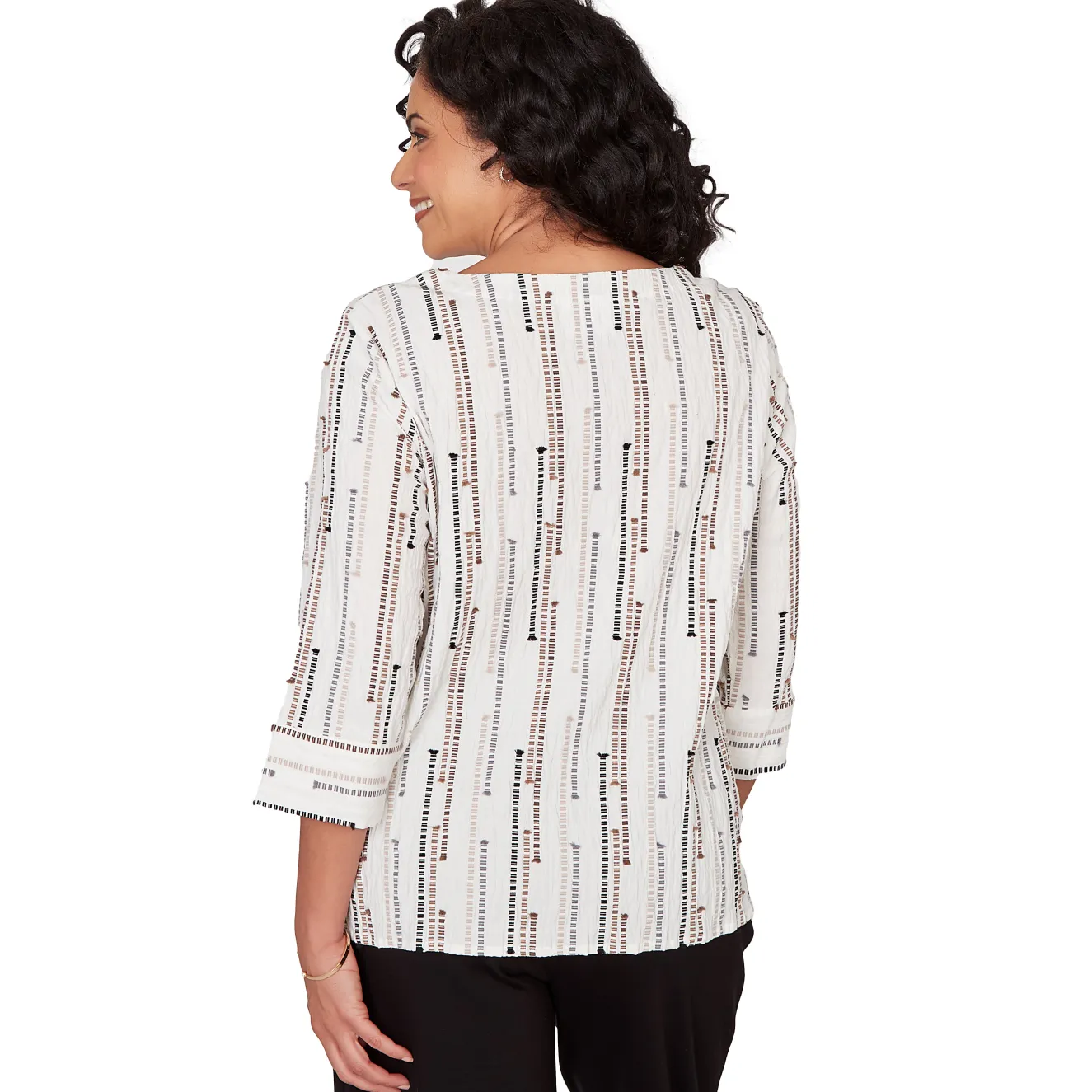 Alfred Dunner Spliced Jacquard Stripe Top
