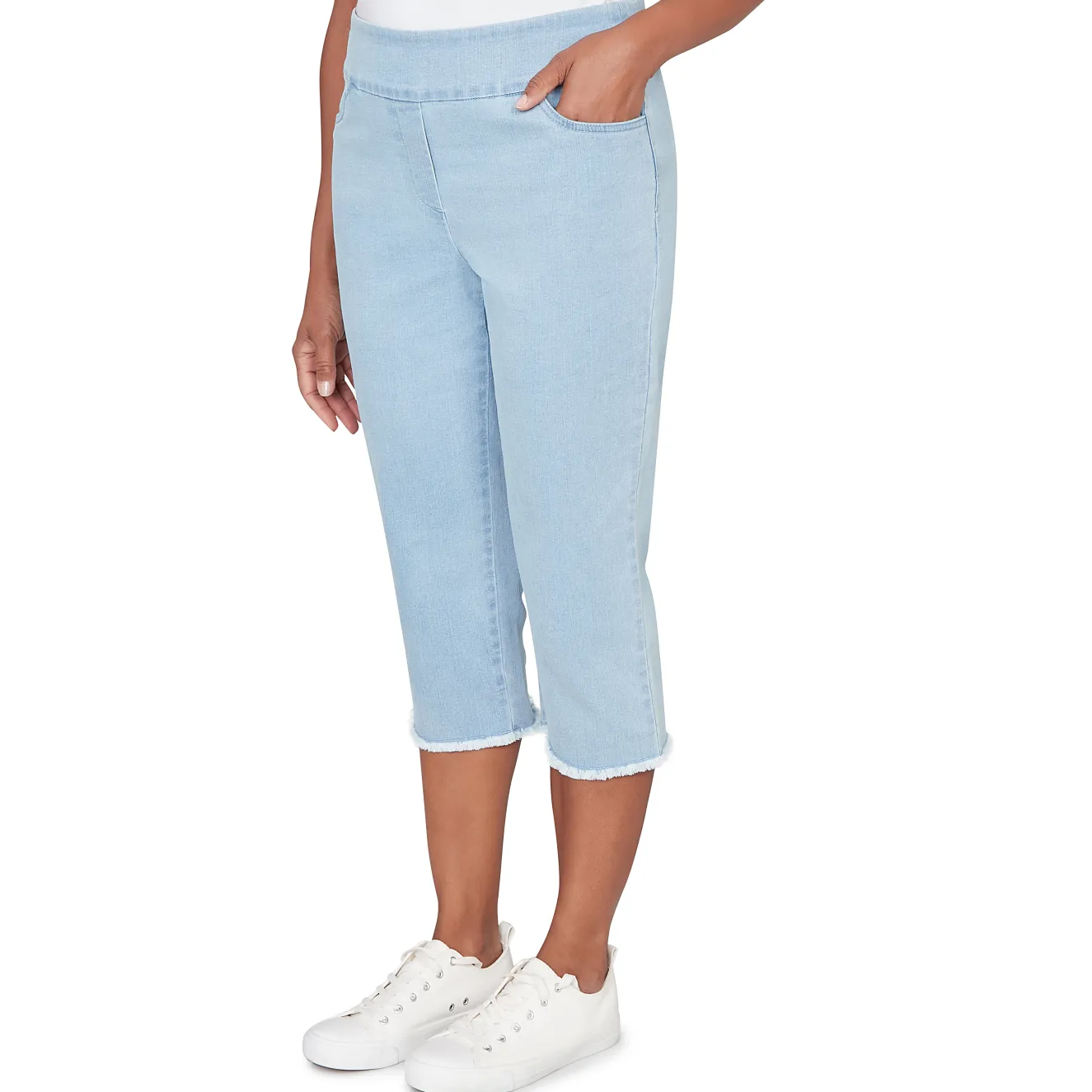 Alfred Dunner Super Stretch Denim Fringe Capri Pant