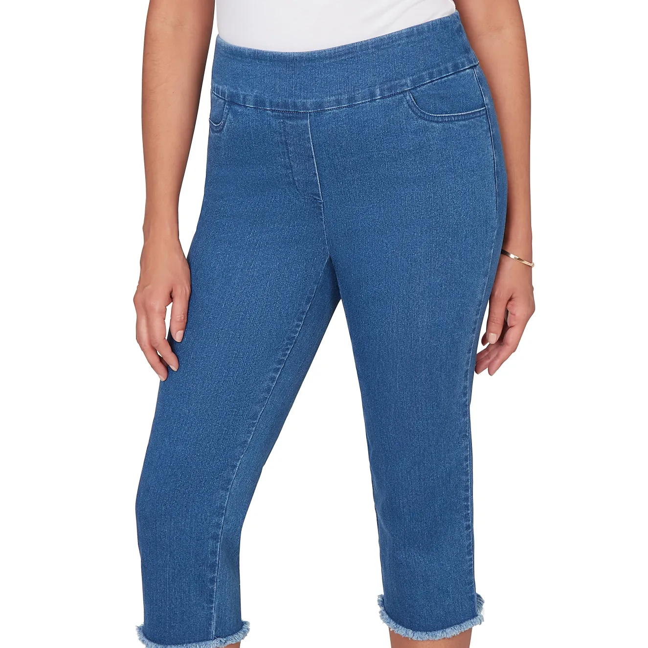 Alfred Dunner Super Stretch Denim Fringe Capri Pant