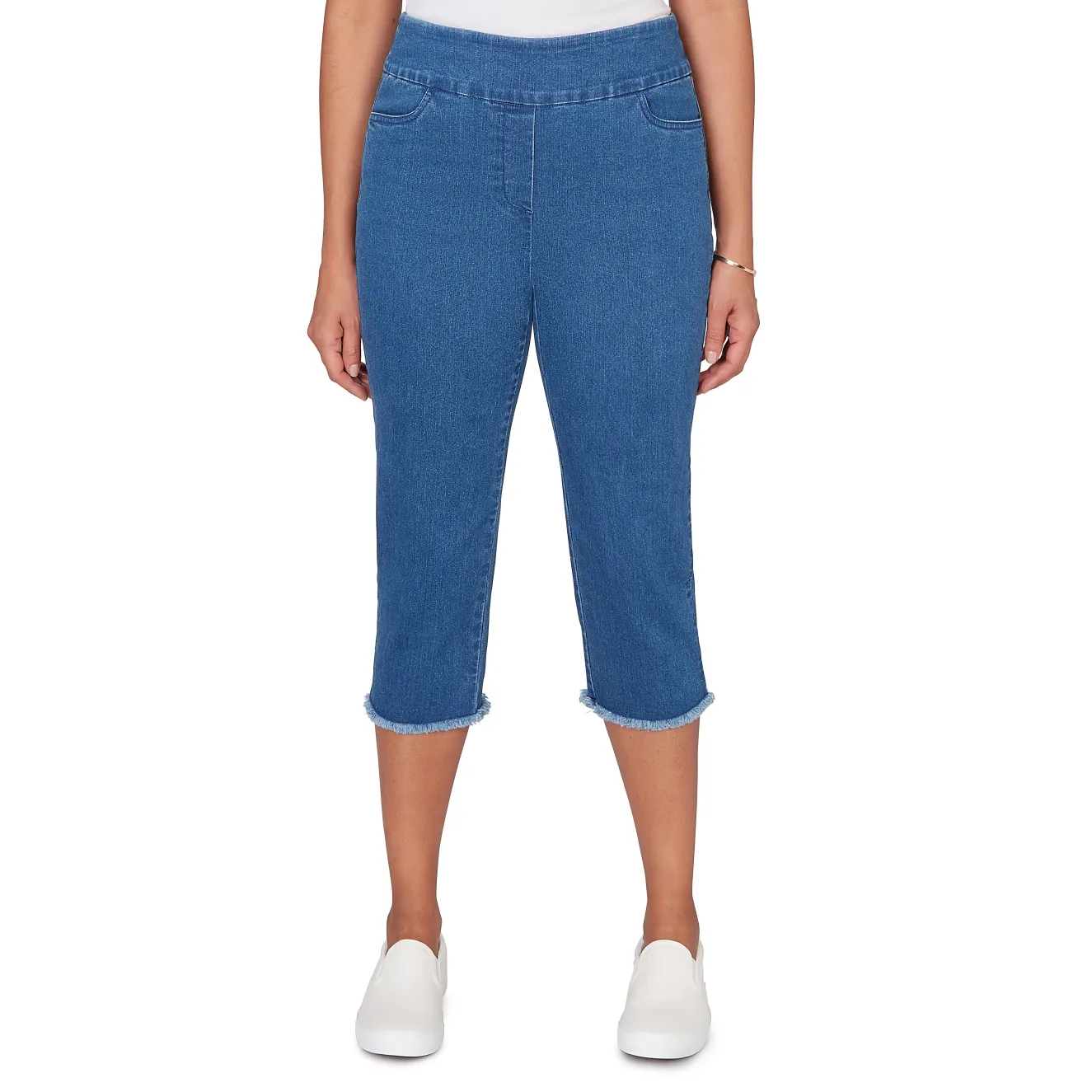 Alfred Dunner Super Stretch Denim Fringe Capri Pant