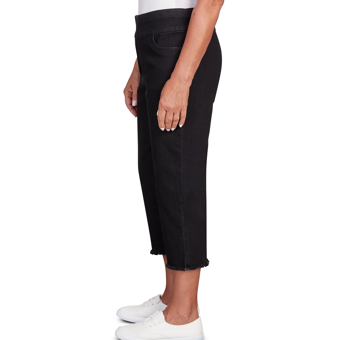 Alfred Dunner Super Stretch Denim Fringe Capri Pant