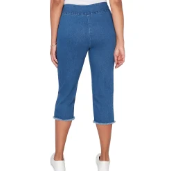 Alfred Dunner Super Stretch Denim Fringe Capri Pant