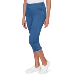 Alfred Dunner Super Stretch Denim Fringe Capri Pant