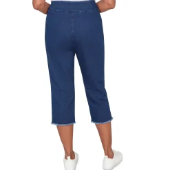 Alfred Dunner Super Stretch Denim Fringe Capri Pant