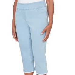 Alfred Dunner Super Stretch Denim Fringe Capri Pant