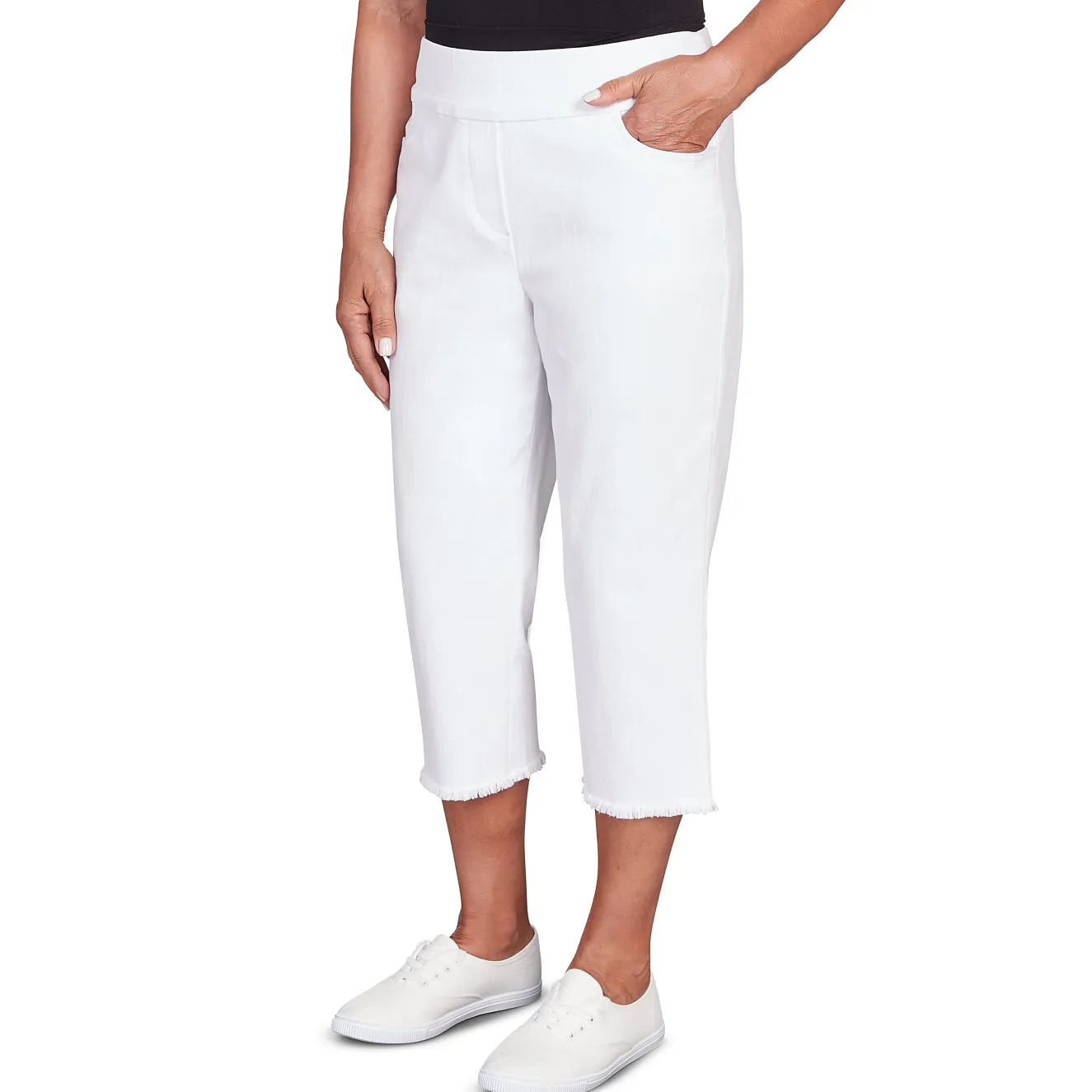 Alfred Dunner Super Stretch Denim Fringe Capri Pant - Plus