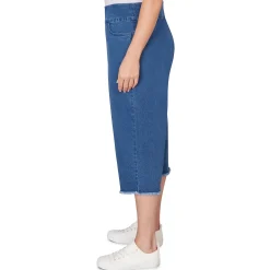 Alfred Dunner Super Stretch Denim Fringe Capri Pant - Plus