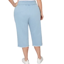 Alfred Dunner Super Stretch Denim Fringe Capri Pant - Plus