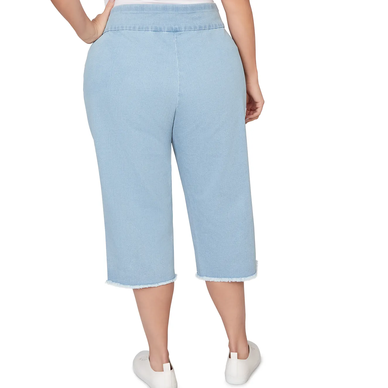 Alfred Dunner Super Stretch Denim Fringe Capri Pant - Plus