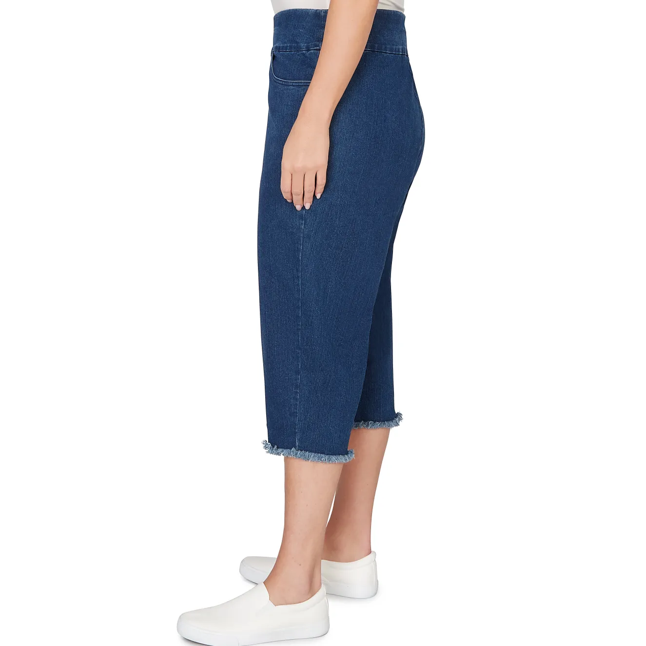 Alfred Dunner Super Stretch Denim Fringe Capri Pant - Plus