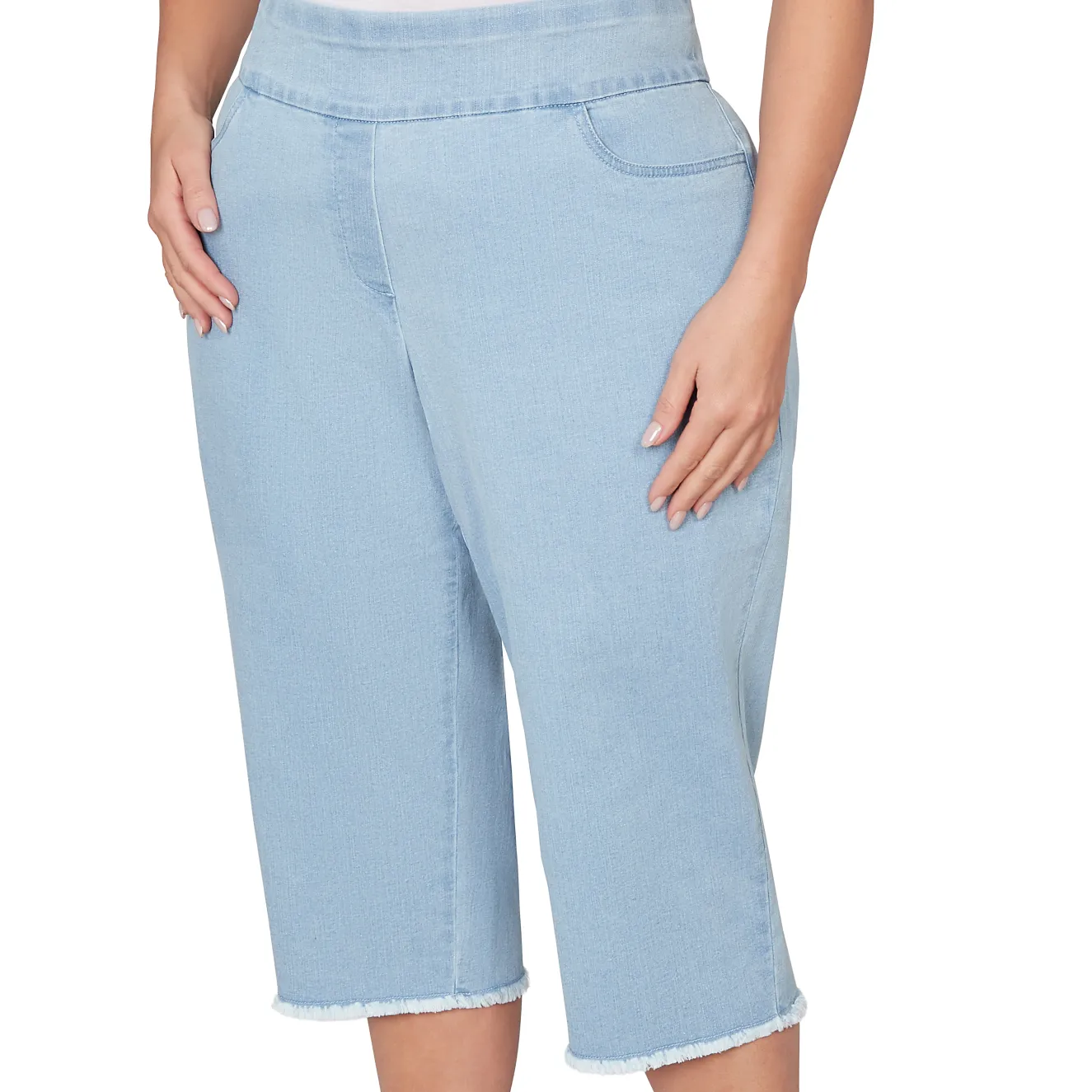 Alfred Dunner Super Stretch Denim Fringe Capri Pant - Plus