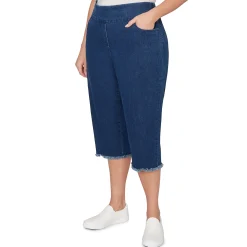 Alfred Dunner Super Stretch Denim Fringe Capri Pant - Plus