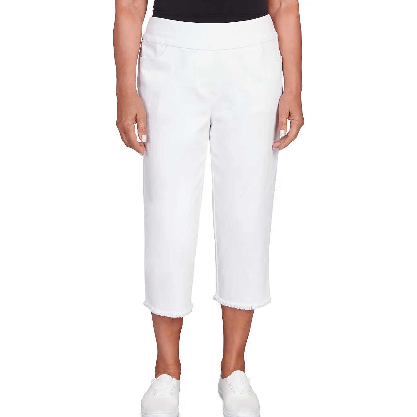 Alfred Dunner Super Stretch Denim Fringe Capri Pant - Plus