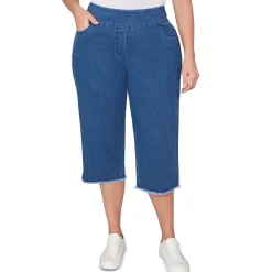 Alfred Dunner Super Stretch Denim Fringe Capri Pant - Plus