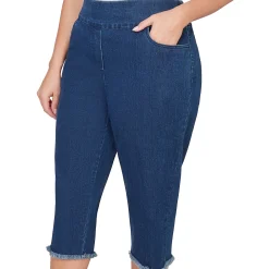 Alfred Dunner Super Stretch Denim Fringe Capri Pant - Plus