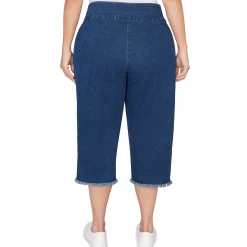 Alfred Dunner Super Stretch Denim Fringe Capri Pant - Plus
