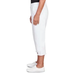 Alfred Dunner Super Stretch Denim Fringe Capri Pant- Petite