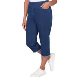 Alfred Dunner Super Stretch Denim Fringe Capri Pant- Petite