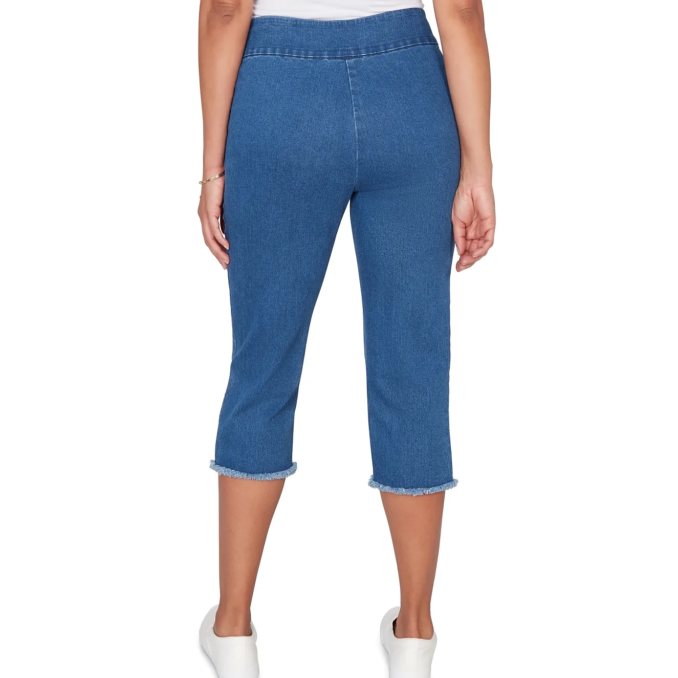 Alfred Dunner Super Stretch Denim Fringe Capri Pant- Petite