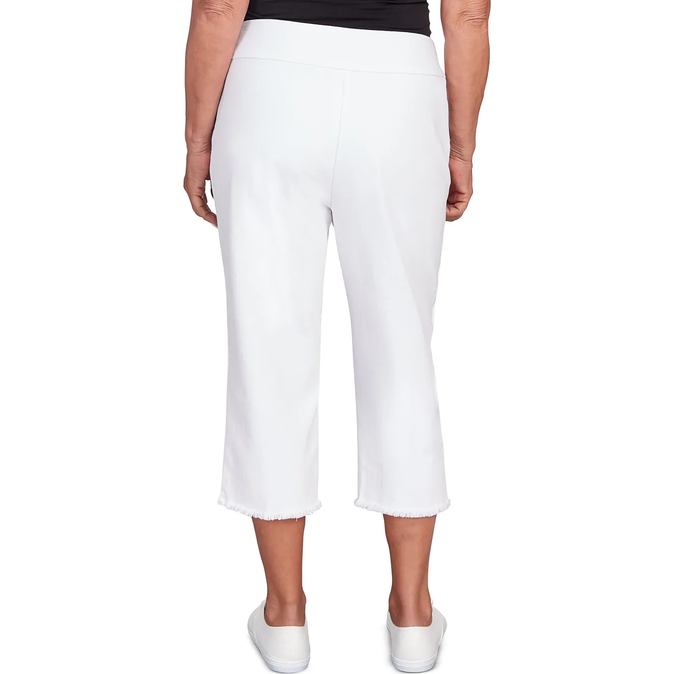 Alfred Dunner Super Stretch Denim Fringe Capri Pant- Petite
