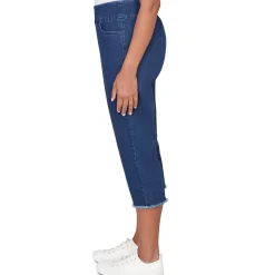 Alfred Dunner Super Stretch Denim Fringe Capri Pant- Petite