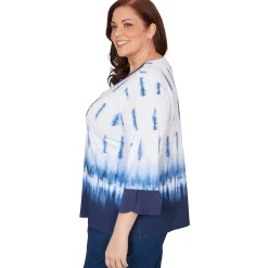 Alfred Dunner Tie Dye Border Split Neck Top, Plus