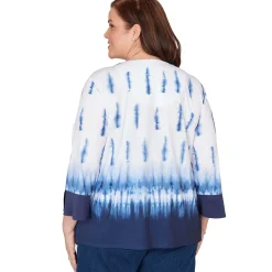 Alfred Dunner Tie Dye Border Split Neck Top, Plus