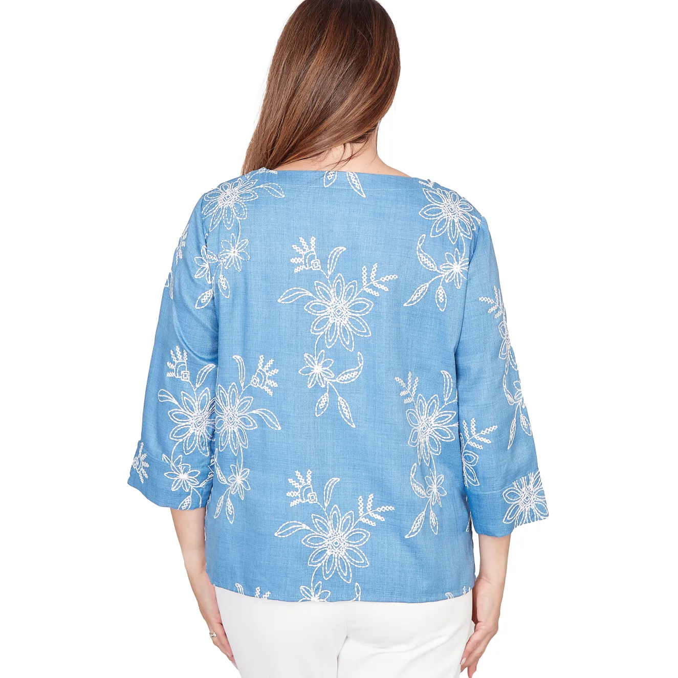 Alfred Dunner Tossed Floral Embroidered Top, Petite