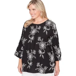 Alfred Dunner Tossed Floral Embroidered Top, Plus