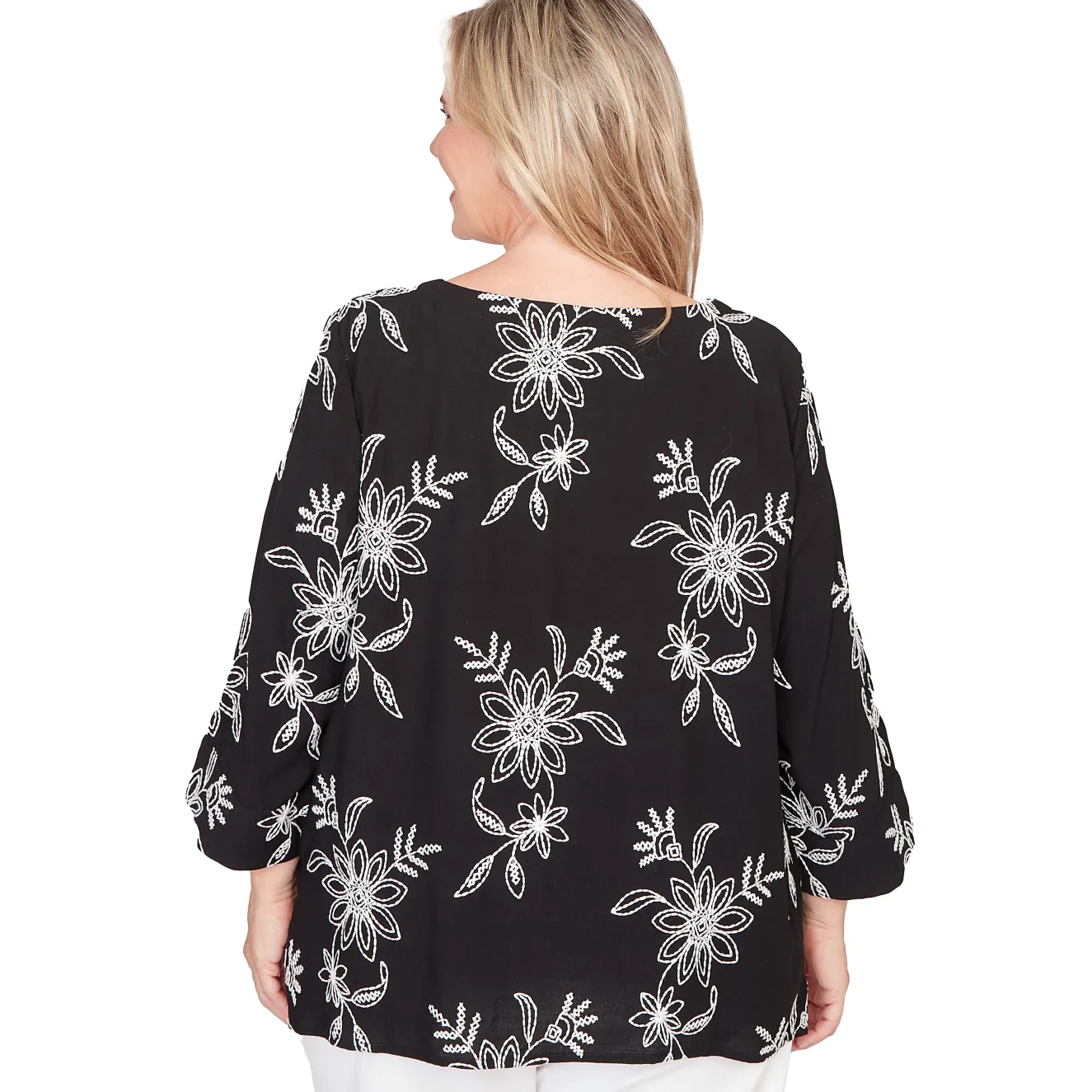 Alfred Dunner Tossed Floral Embroidered Top, Plus