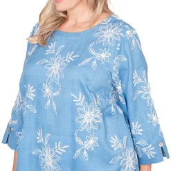 Alfred Dunner Tossed Floral Embroidered Top, Plus