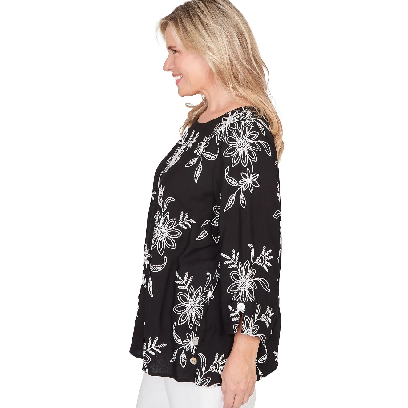 Alfred Dunner Tossed Floral Embroidered Top, Plus