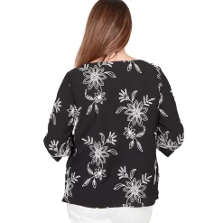 Alfred Dunner Tossed Floral Embroidered Top
