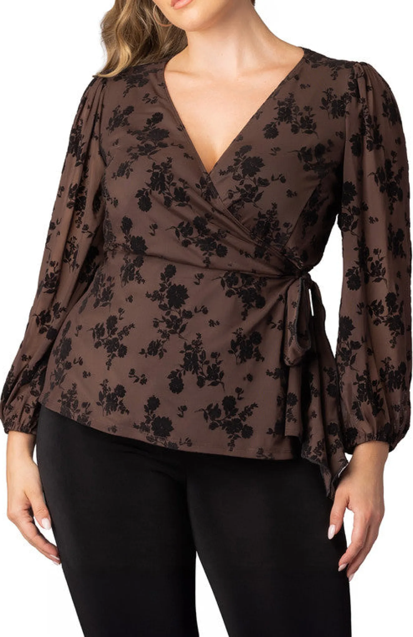 Alissa Long Sleeve Wrap Top - Plus