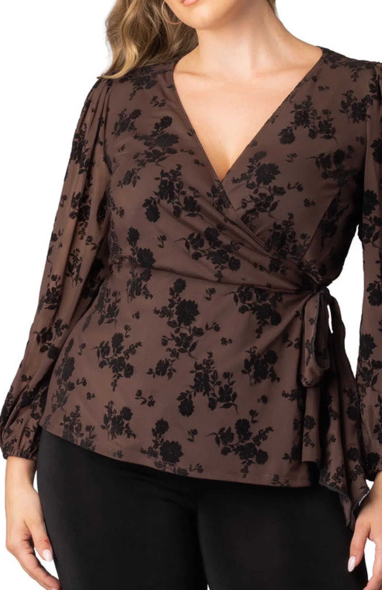 Alissa Long Sleeve Wrap Top - Plus
