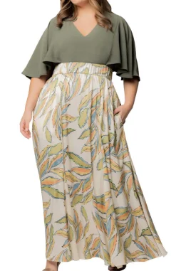 Artful Leaves Avisa A-Line Evening Gown - Plus
