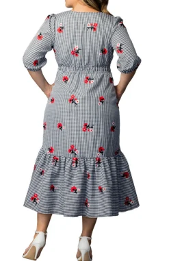 Bailey Square Neck Maxi Dress - Gingham & Florals - Plus