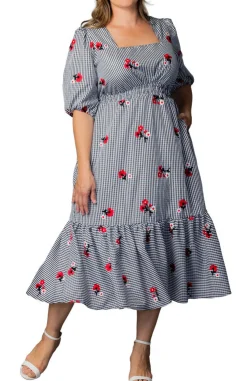 Bailey Square Neck Maxi Dress - Gingham & Florals - Plus