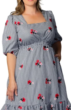Bailey Square Neck Maxi Dress - Gingham & Florals - Plus