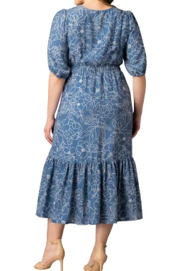 Bailey Square Neck Maxi Dress-Blue Floral Print -Plus