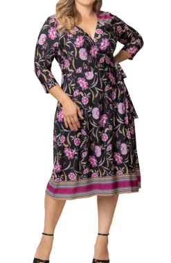 Beguiling Border Print Wrap Dress - Plus