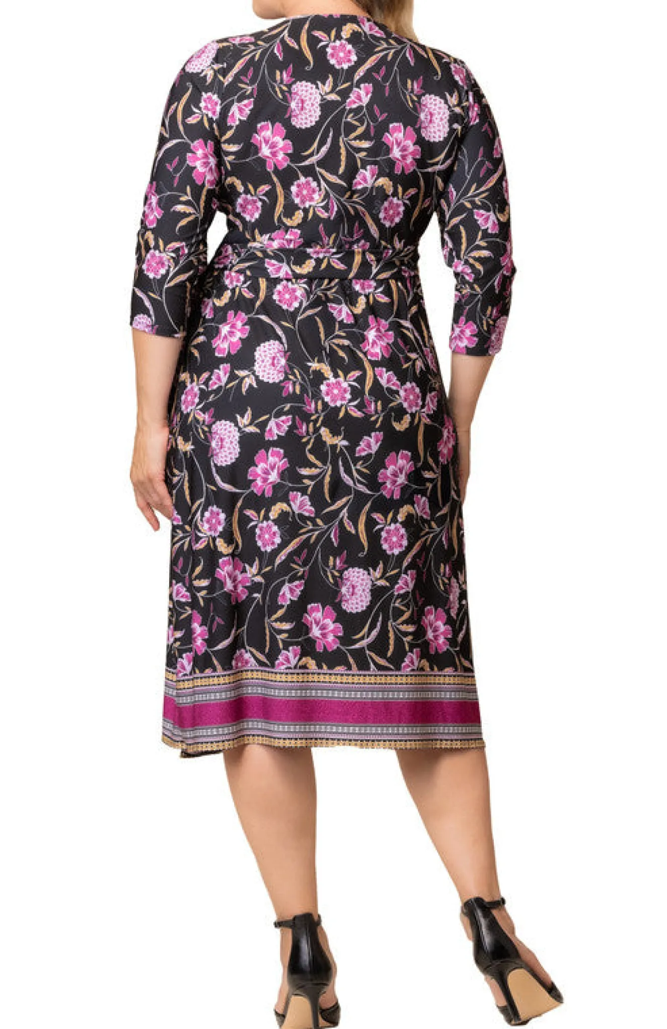 Beguiling Border Print Wrap Dress - Plus