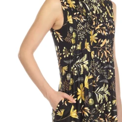 Black Floral Sleeveless Tunic Top