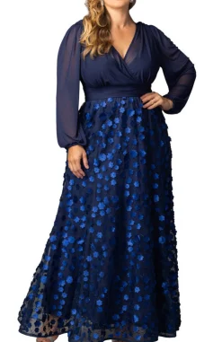 Blossoming Beauty Mesh Evening Gown - Black - Plus