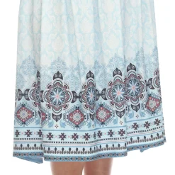 Blue Pleated Skirt with Border Prints - Plus