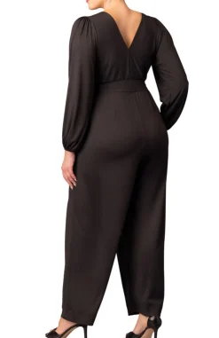 Brigitte Long Sleeve Jumpsuit - Black - Plus