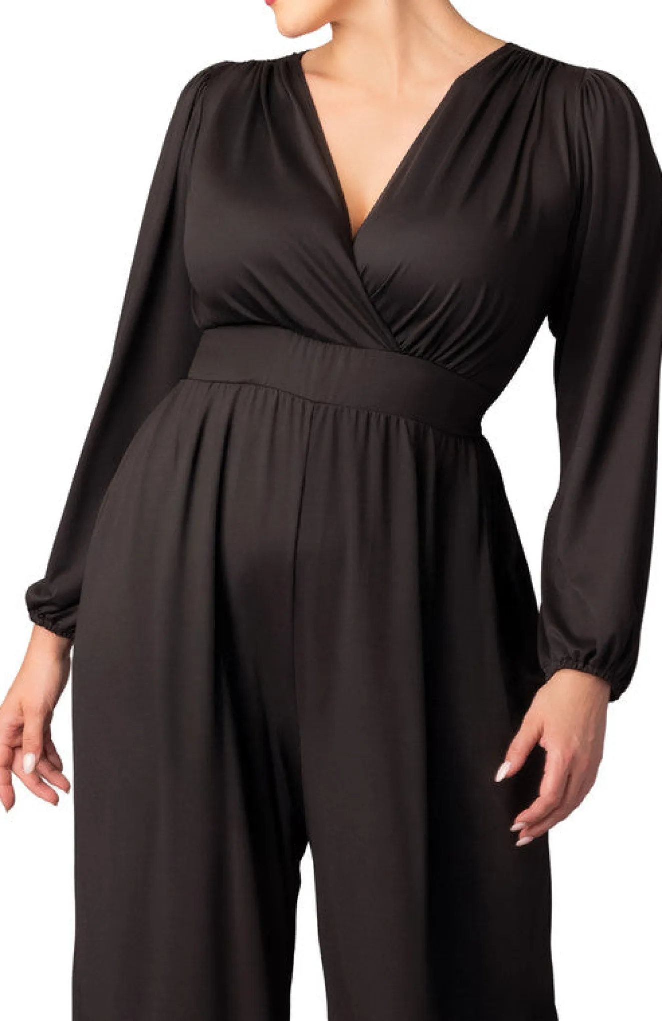 Brigitte Long Sleeve Jumpsuit - Black - Plus